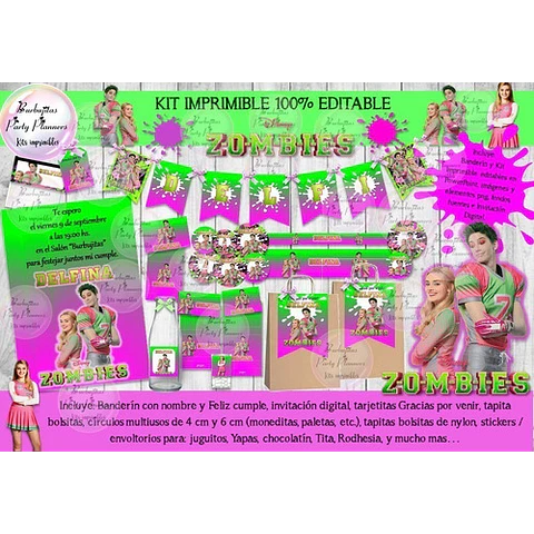 Kit Imprimible Candy Bar Disney Zombies 100% Editable