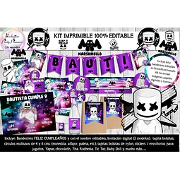 Kit Imprimible Candy Bar Dj Marshmello 100% Editable