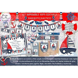 Kit Imprimible Barquito Barco Nautico Marinero 100% Editable