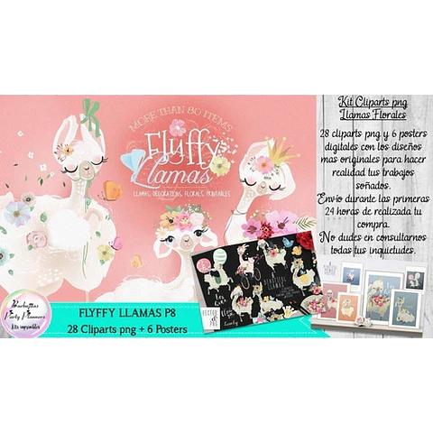 Cliparts Imagenes Png Papeles Llamas Alpacas Florales P8