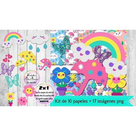 Cliparts Y Papeles Lluvia De Amor Mod. 4  Kit Imprimible