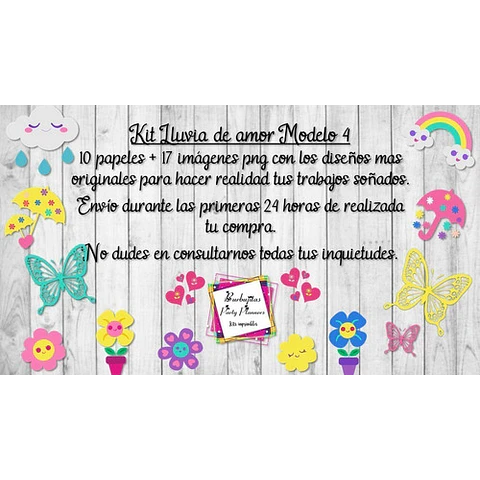 Cliparts Y Papeles Lluvia De Amor Mod. 4  Kit Imprimible