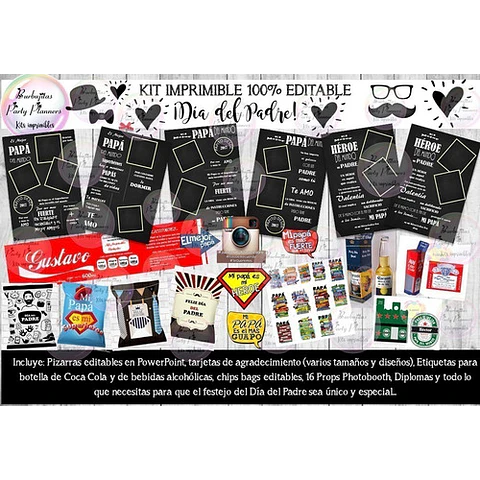 Kit Imprimible Candy Bar Día Del Padre 100% Editable