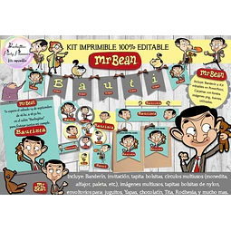 Kit Imprimible Candy Mr Bean 100% Editable