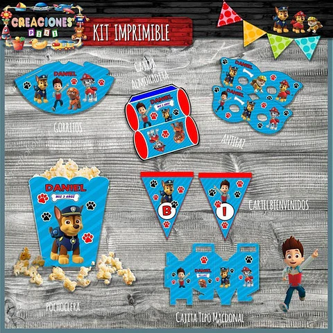 Kit Imprimible Candy Bar Patrulla Canina El Mas Completo