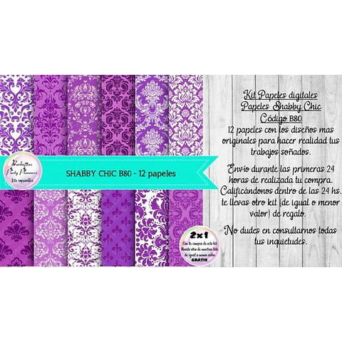 Papeles Digitales Shabby Chic Vintage Violeta Y Lila B80