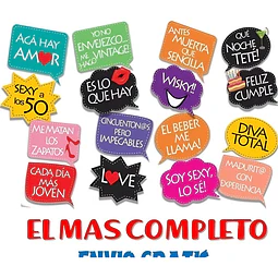 Kit Photo Booth Cumpleaños Cumple 50 Frases Y Props Completo