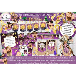 Kit Imprimible Candy Bar Rapunzel Enredados 100% Editable