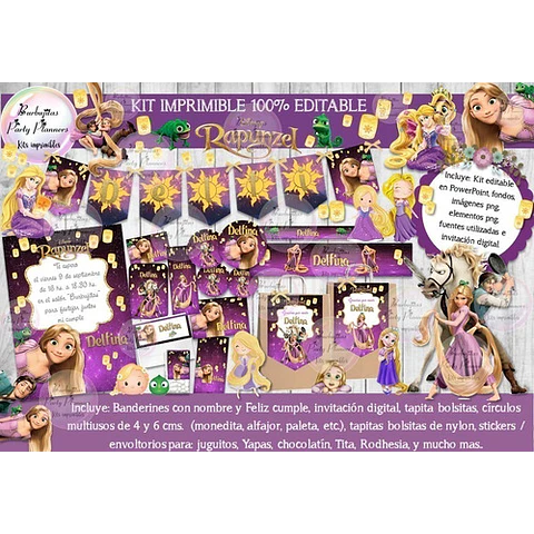 Kit Imprimible Candy Bar Rapunzel Enredados 100% Editable