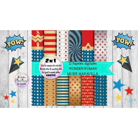 Papeles Digitales Wonderwoman Mujer Maravilla Kit Imprimible