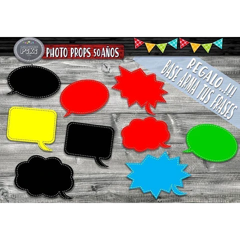 Kit Photo Booth Cumpleaños Cumple 50 Frases Y Props Completo