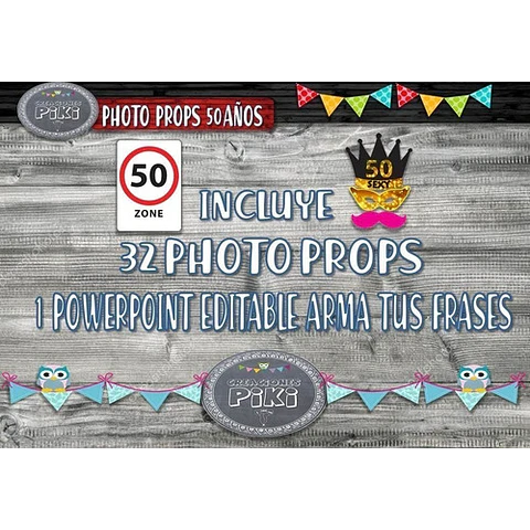 Kit Photo Booth Cumpleaños Cumple 50 Frases Y Props Completo