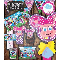 Kit Imprimible Editable Minnie Pool Party