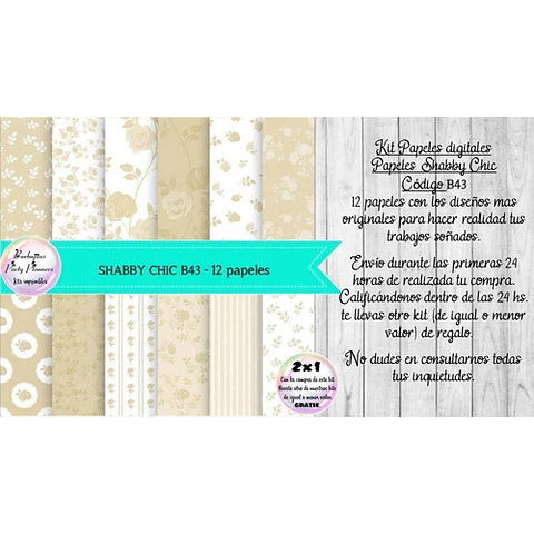 Papeles Digitales Shabby Chic Vintage Champagne B43