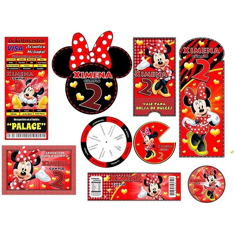 Kit Imprimible Candy Bar Minnie Roja El Mas Completo