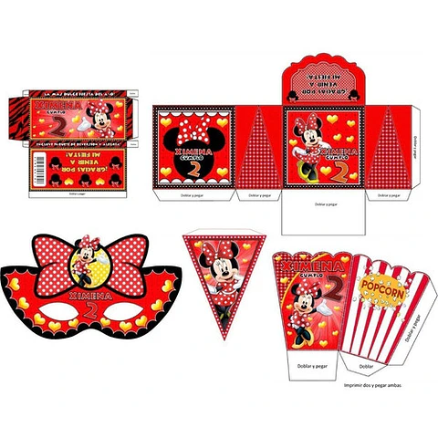 Kit Imprimible Candy Bar Minnie Roja El Mas Completo