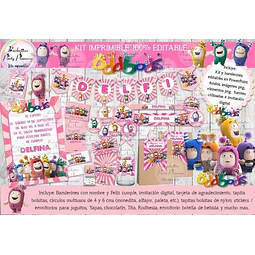 Kit Imprimible Candy Bar Oddbods Rosa 100% Editable
