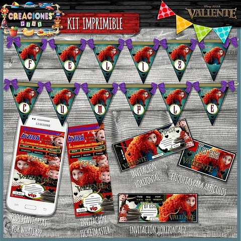 Kit Imprimible Candy Bar Valiente Merida Modelo 1 Completo