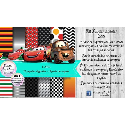 Papeles Fondos Digitales Cars Kit Imprimible
