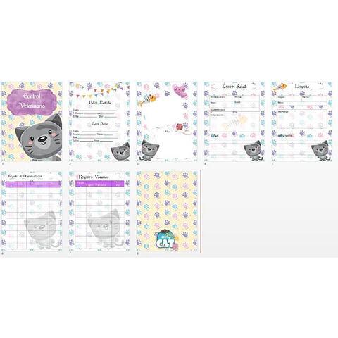 Pack 5 Libretas Control Veterinario Mascotas / Editables Ppt