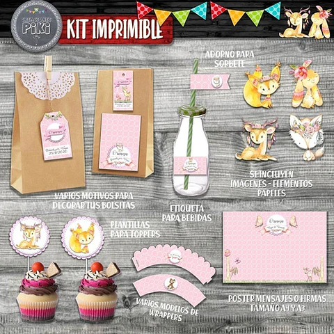 Kit Candy Bar Animalitos Bosque Encantado Romantico Nena