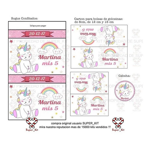 Kit Imprimible Unicornio Editable