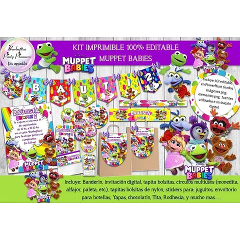 Kit Imprimible Candy Bar Muppet Babies 100% Editable