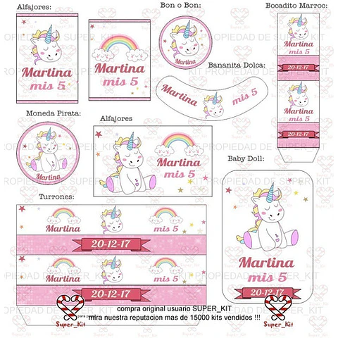 Kit Imprimible Unicornio Editable