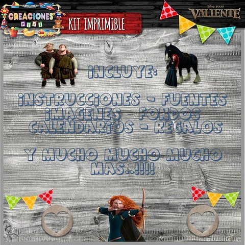 Kit Imprimible Candy Bar Valiente Merida Modelo 1 Completo