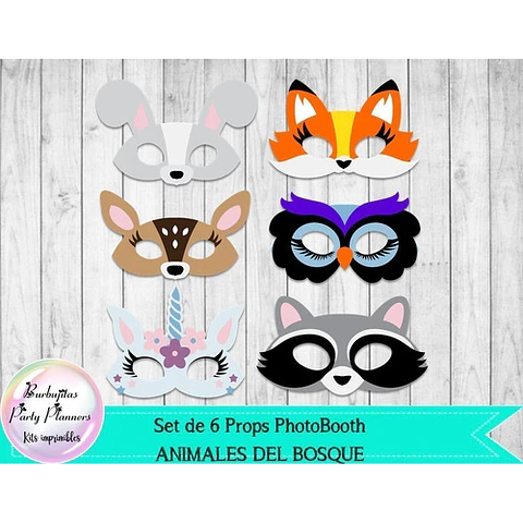 Animales Del Bosque Photo Booth Props - 6 Props
