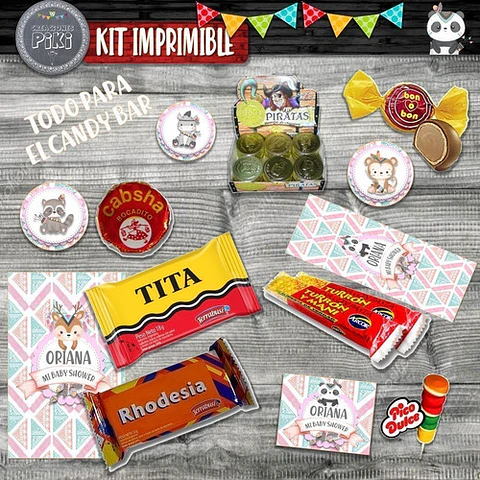 Kit Baby Shower Tiernos Animalitos Tribal Leoncita Osa Nena