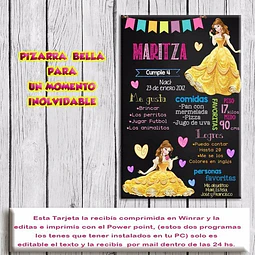 Tarjeta Pizarra Imprimible Editable La Bella