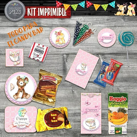 Kit Candy Bar Animalitos Bosque Encantado Romantico Nena