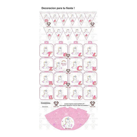 Kit Imprimible Unicornio Editable