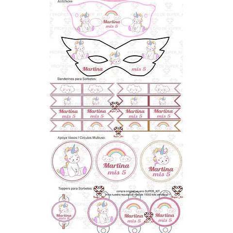 Kit Imprimible Unicornio Editable