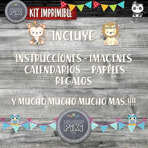 Kit Baby Shower Tiernos Animalitos Tribal Leoncita Osa Nena