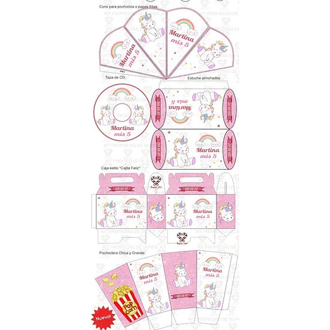 Kit Imprimible Unicornio Editable