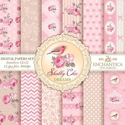 Kit Imprimible Pack Fondos Clipart - Shabby Chic Dreams