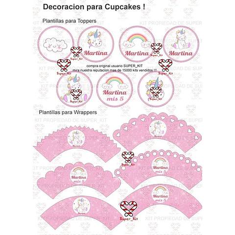 Kit Imprimible Unicornio Editable