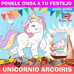 Kit Imprimible Unicornio Arcoiris Editable