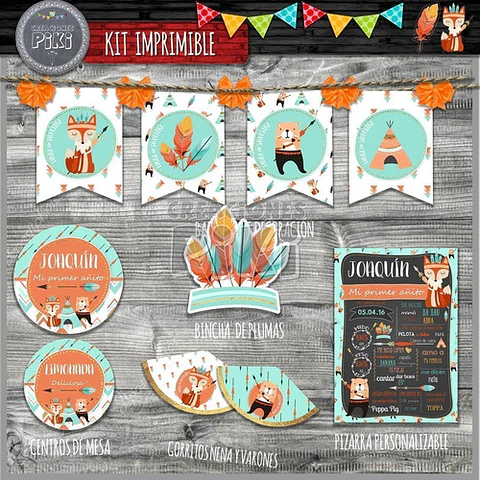 Kit Imprimible Candy Bar Animales Del Bosque Zorrito Oso