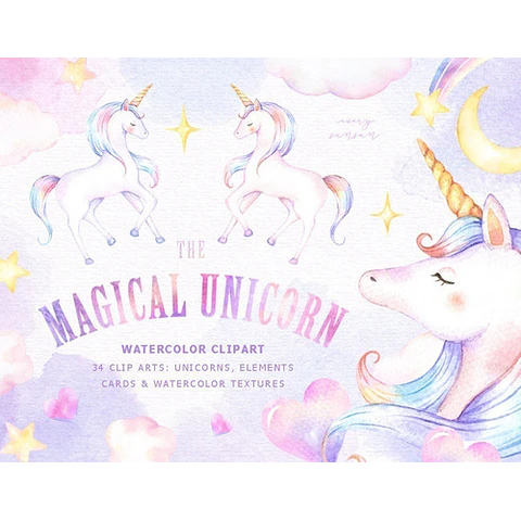 Cliparts Imagenes Png Unicornios Mágicos Acuarelas Es21