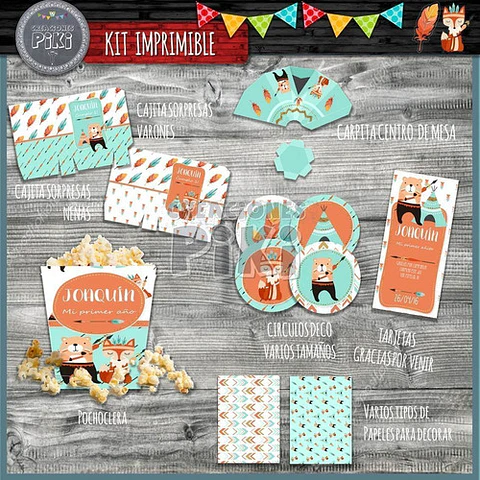 Kit Imprimible Candy Bar Animales Del Bosque Zorrito Oso