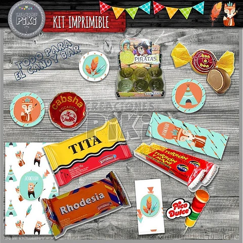 Kit Imprimible Candy Bar Animales Del Bosque Zorrito Oso