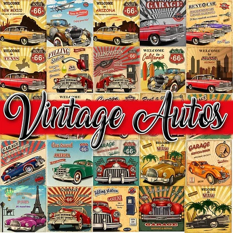 Colección De Vectores Vintage Autos Para Illustrator Eps, Ai