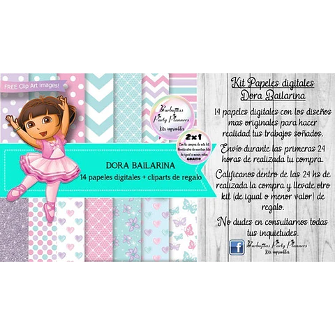 Papeles Fondos Digitales Dora Bailarina Kit Imprimible