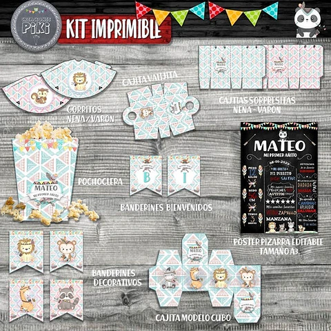 Kit Candy Bar Tiernos Animalitos Tribal Leon Oso Monito Nene