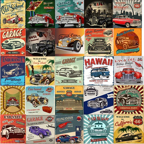 Colección De Vectores Vintage Autos Para Illustrator Eps, Ai
