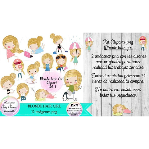 Cliparts Imagenes Png Blonde Hair Girl Niña Rubia Set1