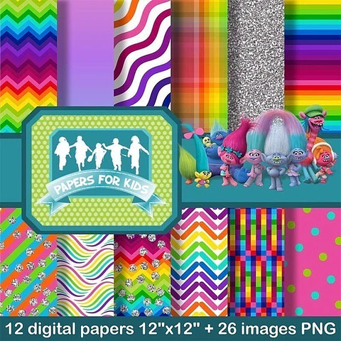 Kit Imprimible Trolls 2  - Fondos 12 - 26 Clipart